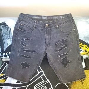 Distressed denim shorts